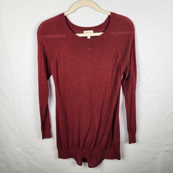 Matilda Jane Ellen Wine Rayon Cotton Ruched-Back Long Sleeve Hi-Lo Tunic Size XS - Picture 1 of 6